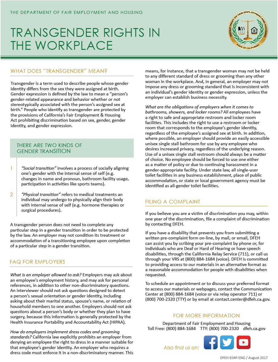 Transgender Rights Poster SB 396 Poster